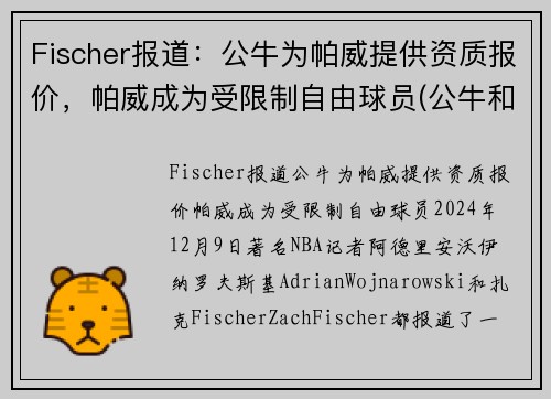 Fischer报道：公牛为帕威提供资质报价，帕威成为受限制自由球员(公牛和帕姆)